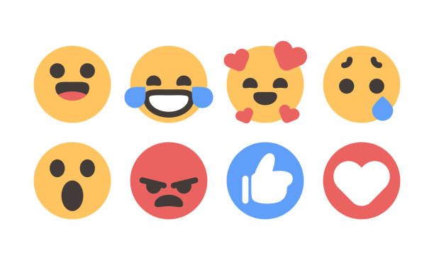 Essential social media emoticons Vector illustration of a collection of cute, colorful and essential social media emoticons. Cut out design elements on a transparent background on the vector file. Also included a line icon version of the same emoticons. frustrated emoji stock illustrations