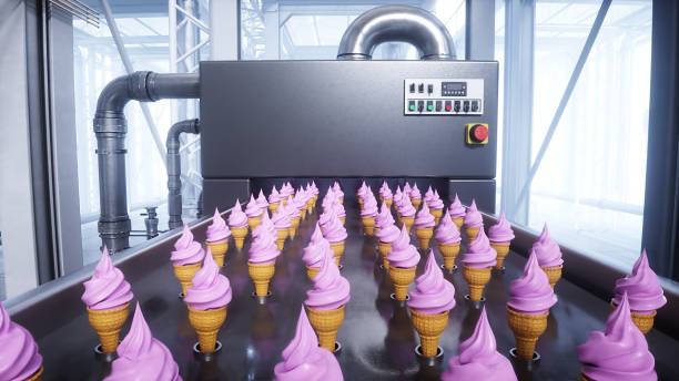 istock Ice cream production line. Factory. 3d rendering. 2029128943