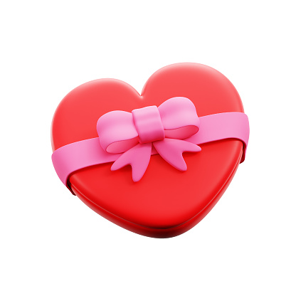 heart shaped gift box present for wedding marriage gift 3d icon illustration render design