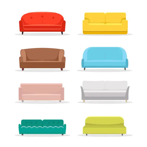 Vector illustration of Sofa flat vector icon furniture. Interior couch home sofa seat illustration design