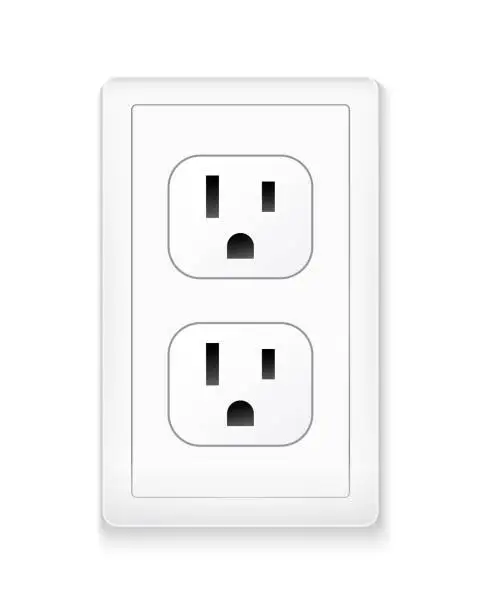 Vector illustration of Plug socket B japan usa mexico. Power socket wall plate outlet canada isolated.