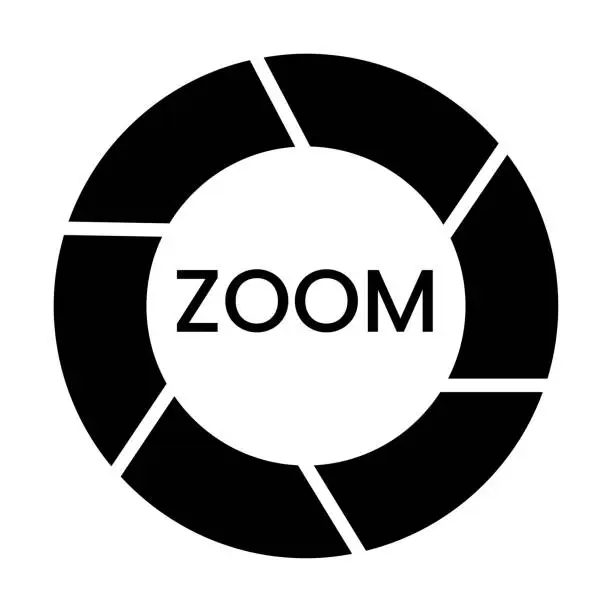Vector illustration of Black camera lens zoom. Camera shutter and camera lens