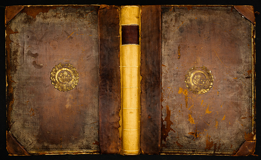 Brown and gold Antique book cover