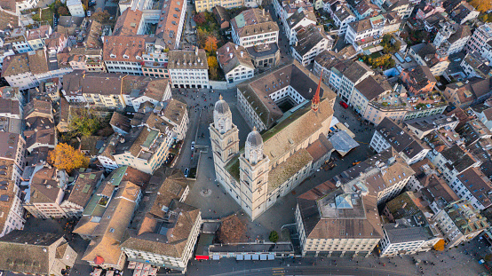 Aerial view of  historic city of Salzburg, Austria