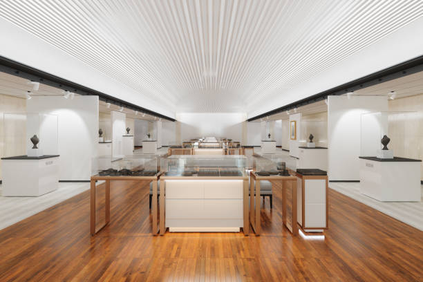 Empty Jewellery Store With Jewels On Display