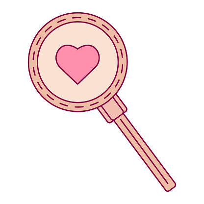 Magnifying glass looking at heart. Magnifying glass with heart