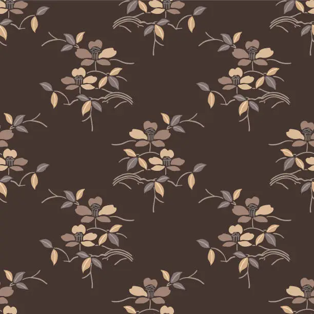 Vector illustration of Japanese Classic Flower Leaf Branch Vector Seamless Pattern