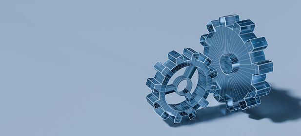 Copy space background with the concept of gears entering the machine.3d rendering