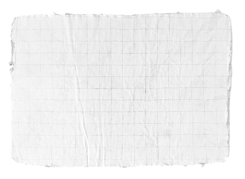 Plain white empty blank grunge wrinkled, creased or crumpled paper horizontal vector backdrop with grey checkered pattern all over. There is copy space allover like mathematics or math notebook page. Can be used as back to school related backdrops templates.