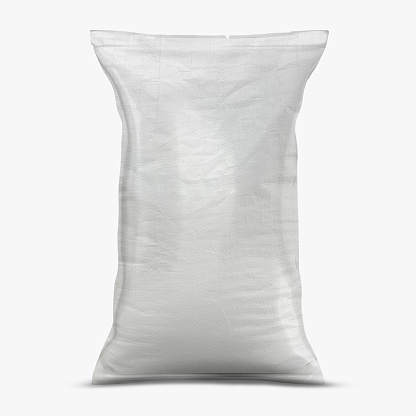 Plastic Bag Mockup, 25 kg Bag Mockup, Sand bag or white plastic canvas sack for rice or agriculture product