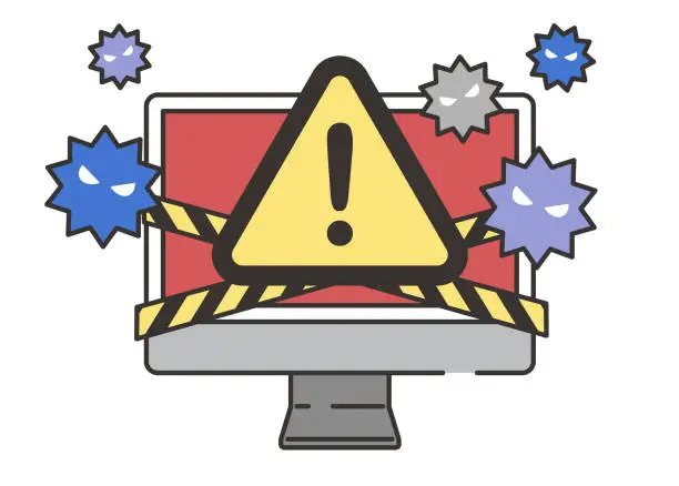 Vector illustration of Illustration of a computer infected with a virus