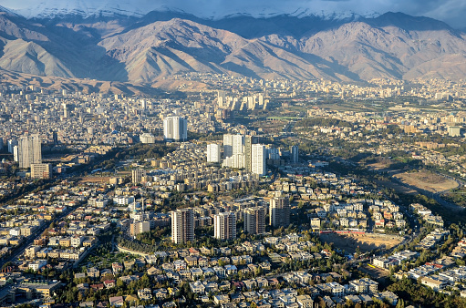 Downtown Tehran taken from Milad Tower in Winter time