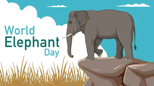 Vector illustration of Vector graphic of an elephant for a global event