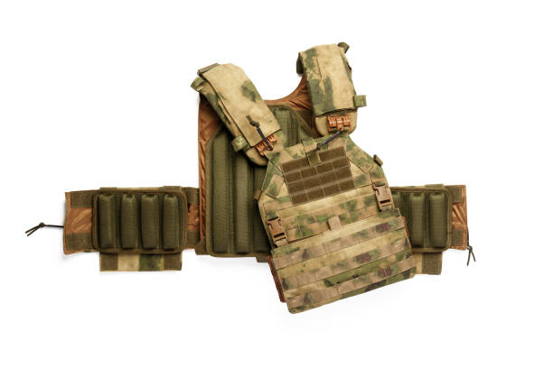istock Camouflage bulletproof vest isolated on white background 2029450472
