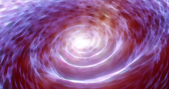 Abstract purple swirling twisted vortex energy magical cosmic galactic bright glowing spinning tunnel made of lines, background.