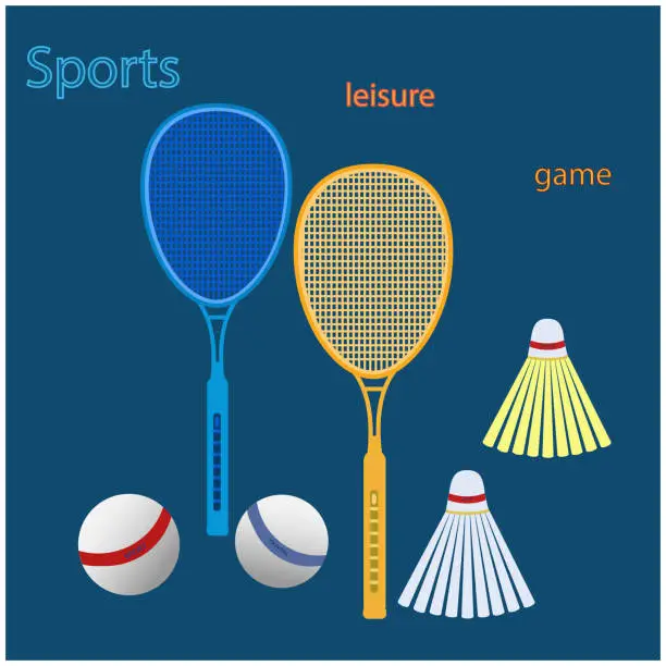 Vector illustration of Rackets and balls for tennis and table tennis