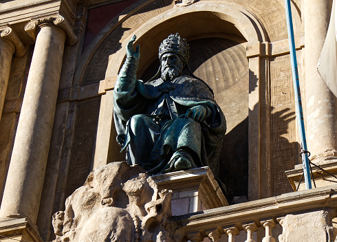 Bologna - Italy - November 25, 2023: Statue of Pope Gregorio XIII.