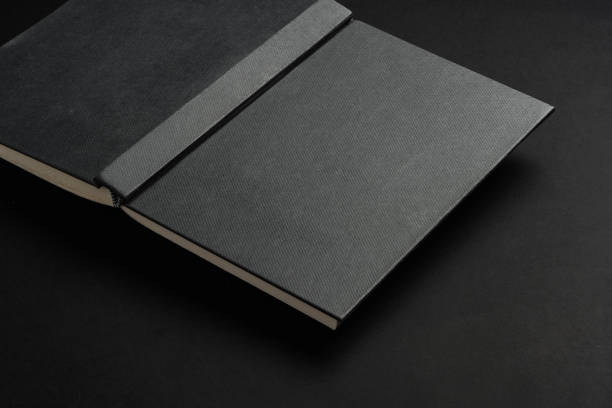 istock Black hardcover book or notepad mock up on black background 2029515656