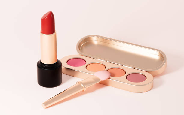 Cartoon cheek color, eyeshadow, cosmetics model, 3d rendering.