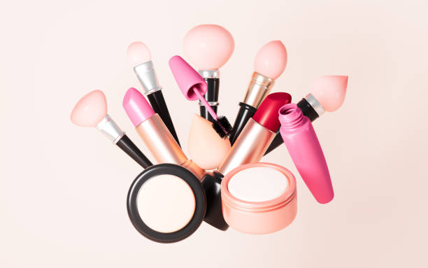 istock Pressed powder, mascara cream, lipstick and so on makeup tools, 3d rendering. 2029517832