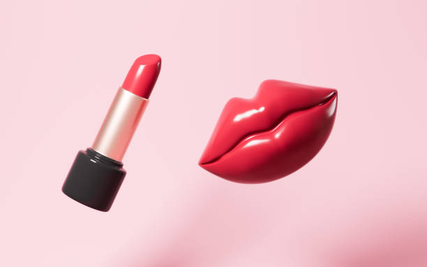 istock Lipstick and mouth model. cartoon mouth model, cosmetic applicator, 3d rendering. 2029518370