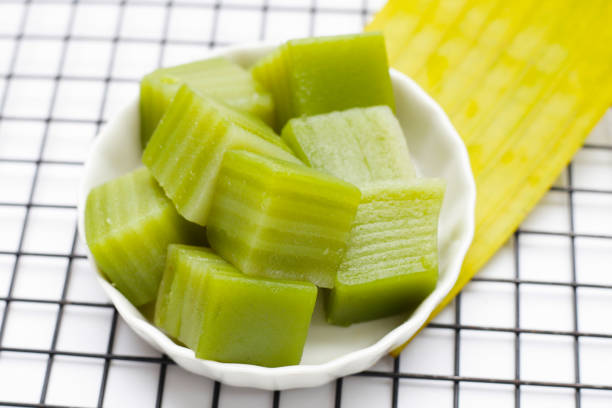istock Steamed pandan layer cake. Thai Desserts. 2029540642