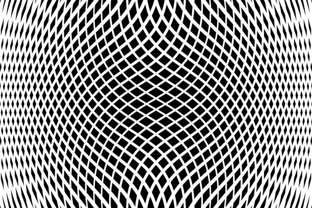 Vector illustration of Wavy Lines Op Art Pattern. Abstract Black and White Textured Background.