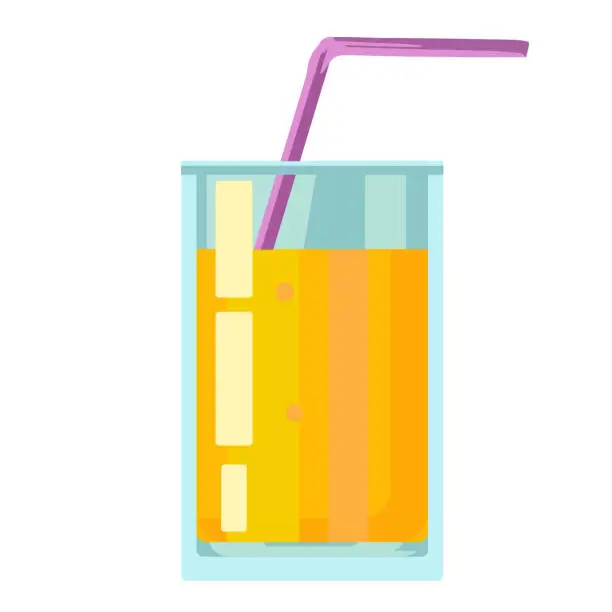Vector illustration of A glass of juice with a straw.