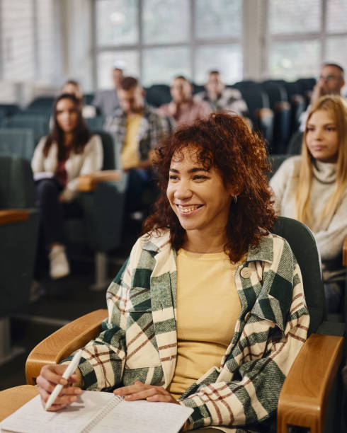 istock Happy black student attending a class in amphitheater. 2029590980