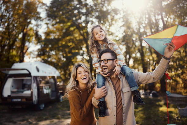 istock Fun with a kite at trailer park! 2029611421
