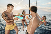 Fun with water guns on a yacht!