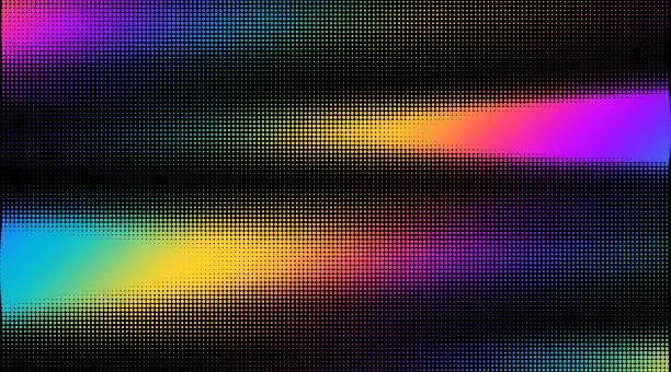 Vector illustration of Colourful gradient halftone dots background. Vector illustration. Abstract grunge dots on black background