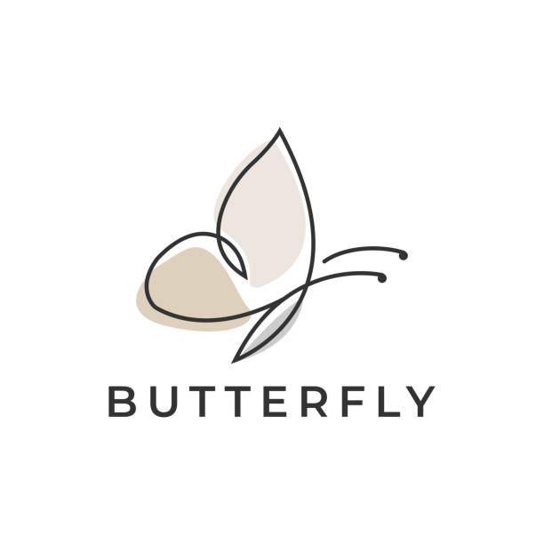 Butterfly Design vector with Elegant linear and simple monoline style Butterfly Design vector with Elegant linear and simple monoline style simple butterfly outline pictures stock illustrations
