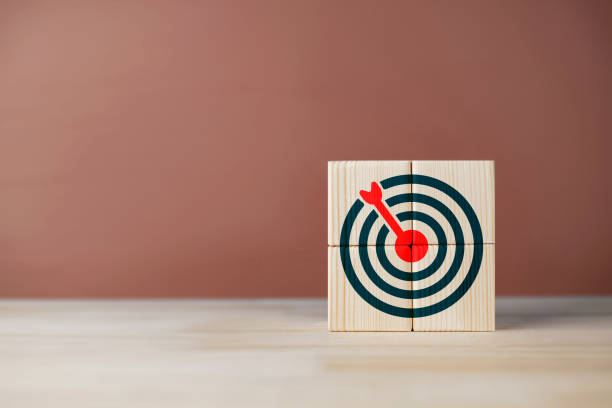 istock Goals and strategic planning for success. Target board on cube wood. 2029683740