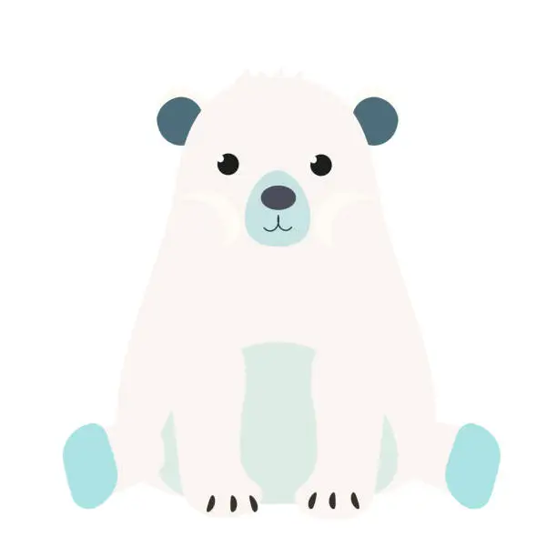 Vector illustration of Polar bear isolated on white background.
