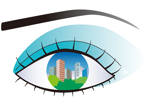 A business district reflected in your eyes. Pay close attention to the financial and business situation.