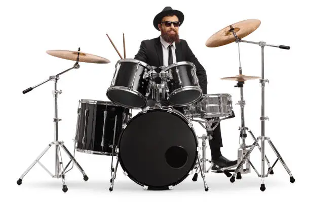 Photo of Drummer with a black hat and sunglasses