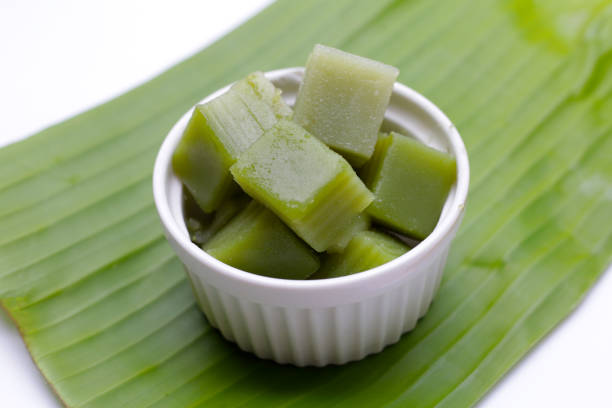 istock Steamed pandan layer cake. Thai Desserts. 2029700456