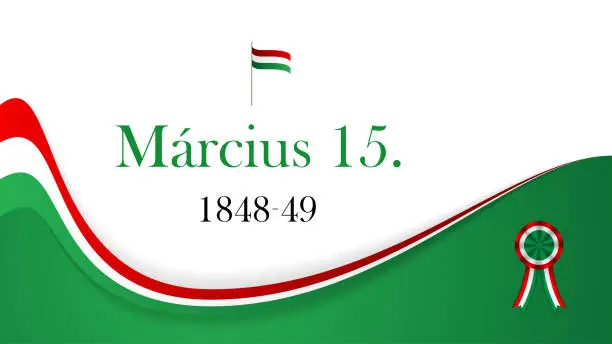 Vector illustration of Vector illustration Hungary National Day March 15 (inscription in Hungarian)
