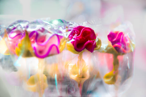 Rose shaped candy made from sugar at Nakhon Sawan Province, Thailand.