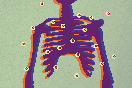 Illustration of Fight against bacteria. Risograph style