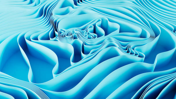 istock Abstract blue background with wavy lines. 3d rendering, 3d illustration. 2029748468