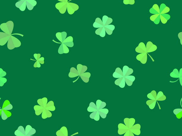 istock Seamless pattern with clovers for St. Patrick's Day. The four-leaf clover is green, a symbol of good luck. Background for promotional products, cards and prints. Vector illustration 2029751571