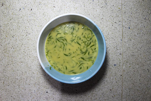 Es cendol or dawet is a traditional Indonesian drink made from rice flour, palm sugar, coconut milk and pandan leaves. A popular drink during the holy month of Ramadan to break the fast
