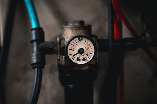 Close up Pressure gauge for measuring instruments for pressure control.