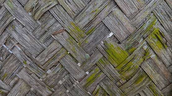 Closeup photo of old bamboo woven for background