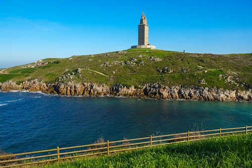 A Coruna Galicia Spain on February 2, 2024 Built by the Romans around AD 98117, this is the world's oldest functioning lighthouse.