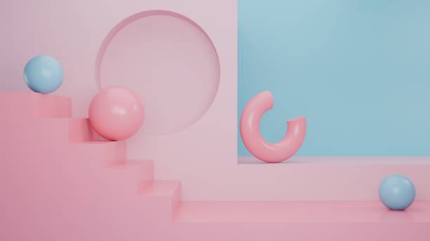 istock 3D Rendering Abstract blue and pink background with podium 2029848196