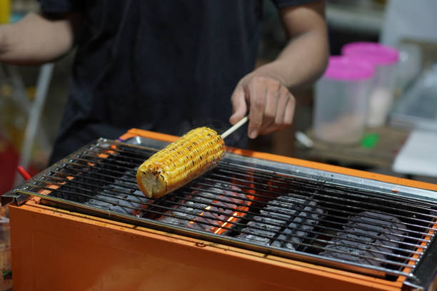 Grilled Sweet and Salt Corn stock photo