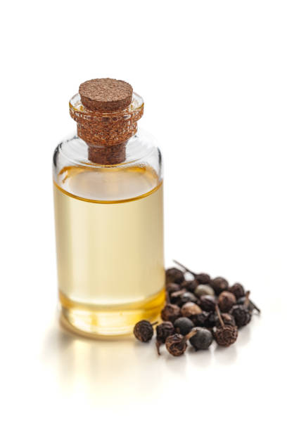 istock Dry organic Sheetal Chini (Piper cubeba) seeds, along with its essential oil. 2029924113